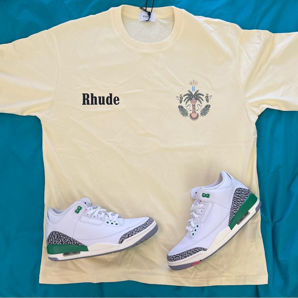Rhude las palmas t-shirt color cream size XL